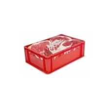Ящик (лоток) мясной из ПНД 600x400x200 мм красный, 990465
